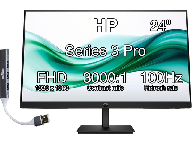 24' Series 3 Pro 324pv FHD Monitor with 5 ms Response Time, Anti-Glare Flicker Free, VESA Mount (100x100mm), HDMI, VGA & Dockztorm USB Port...
