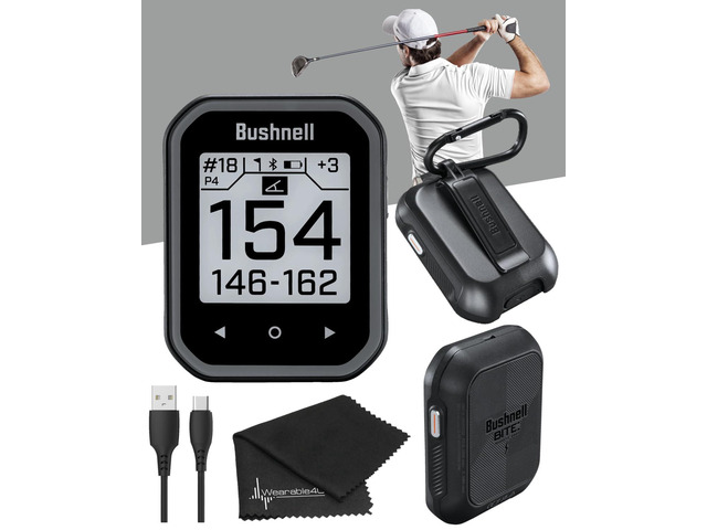 Bushnell Phantom 3 GPS Rangefinder Black with BITE Magnetic Mount and GreenView with Lens Cleaning Cloth Bundle