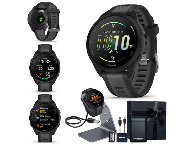 Garmin Forerunner 165 GPS Running Smartwatch, Black/Slate Gray Advanced Health and Fitness Insights, Sleep Coach, Training Plans, Garmin Pay ...