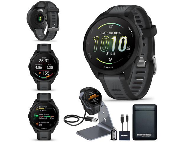 Garmin Forerunner 165 GPS Running Smartwatch, Black/Slate Gray Advanced Health and Fitness Insights, Sleep Coach, Training Plans, Garmin Pay ...