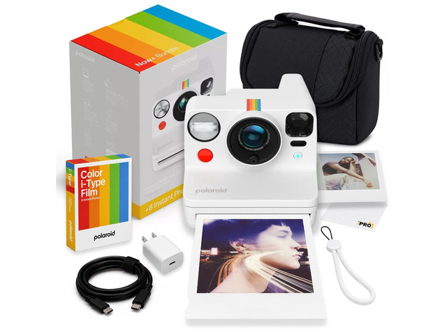 Now+ Generation 3 i-Type Camera in White + 8 Film Bundle Includes Color i-Type Film (8 Photos), Instant Camera for Travel, Parties & Creative...