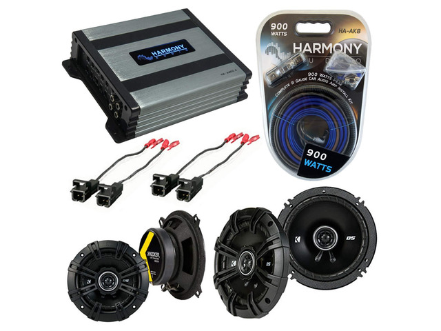 Kicker DSC65 DSC5 Speakers Harmony HA-A400.4 Amp Fits Chevy Tahoe 2007-2014 Complete factory audio upgrade package, clean power for louder...