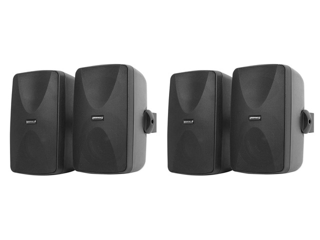 WET-7020B 70V Indoor/Outdoor Wall Speakers Black, 4-Pack Selectable 20W, 15W, 10W, 5W, 2.5W Tap Settings, 40W RMS @ 8 Ohm, Built-In Transformer,...