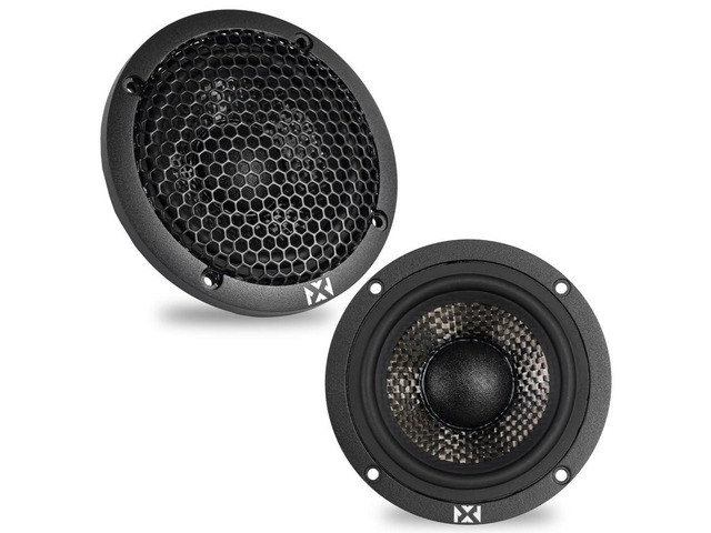 3.5' XQ-Series v2 Midrange Car Speakers (Speaker Grilles Included) 200W Peak / 100W RMS Pair, Carbon Fiber Cones and Neodymium Motor