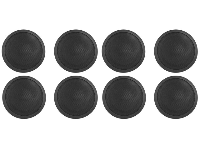 CCL6T Black 70V 6' Commercial/Restaurant Ceiling Speakers, 8-Pack 10W, 5W, 2.5W Transformer Terminal Connections, Flush Mount Grilles, for PA...