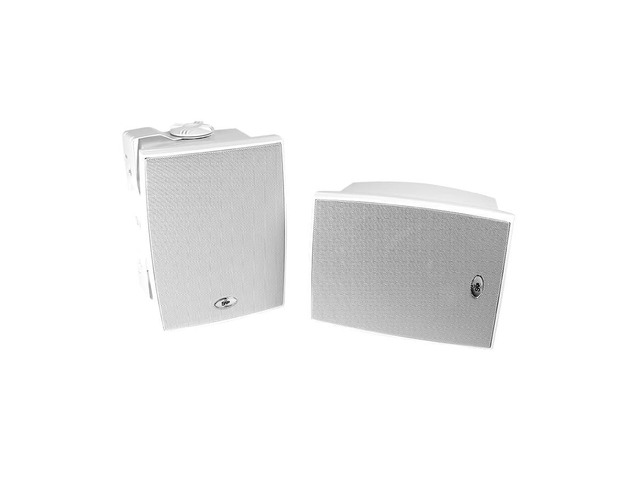 Saga Elite 6.5 Weather Resistant Speakers w/Aluminum Grille 70.7V/100V-60W Transformer and 8 Bypass (White/Pair)