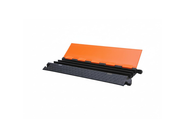 Atlas Heavy Duty Cable Protector Ramp - 3 Channel - 1 Pc - 35 Long Black & Orange 23800 Lbs Capacity - Rubber Speed Bump Wire Protector Cord Cover...