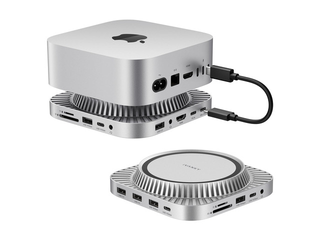 13-in-1 Mac mini M4 &M4 Pro Dock 10Gbps USB A*2 +USB C *2, SD/TF 4.0 Docking Station Stand with M.2 NVMe SSD Enclosure,4K@144Hz HDMI Hub, Audio...