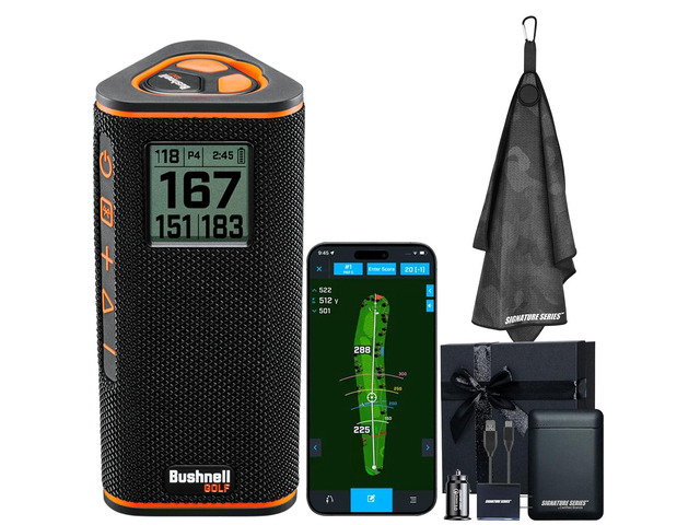 Bushnell Golf Wingman View GPS Speaker LCD Screen, Magnetic Mount, Music & Audible Distances for 36,000+ Courses, Wireless Remote, 36-Hole...