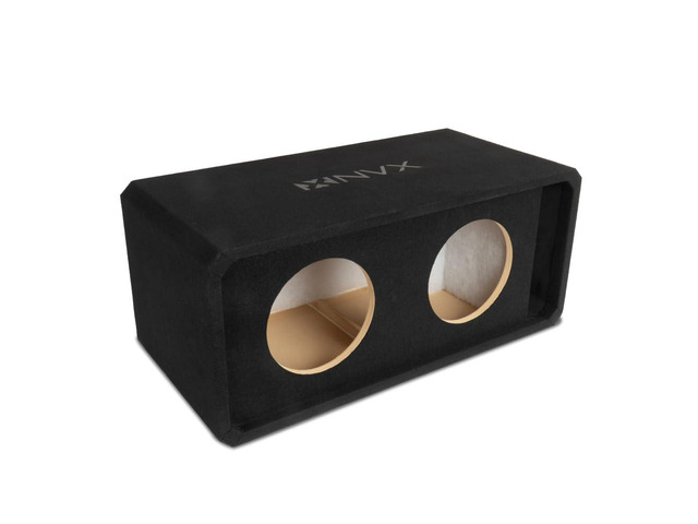 Dual 10' Slot Ported 3/4' MDF Black Carpeted Subwoofer Enclosure 2.90 Cu. Ft. with Polyfil and Logo