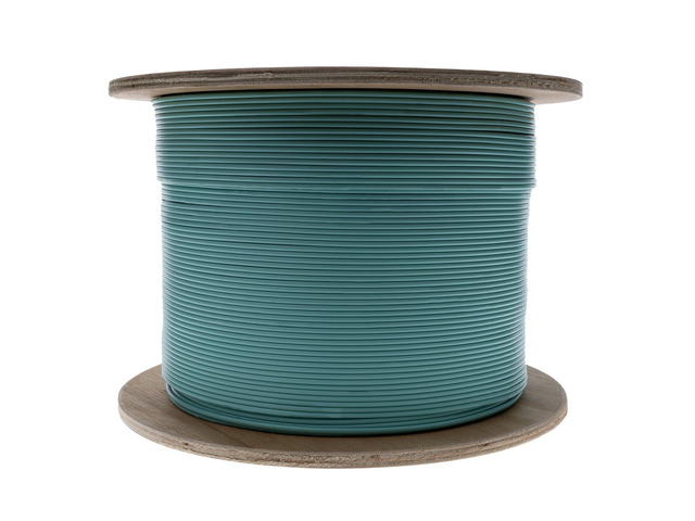 Duplex Fiber Optic Cable, Multimode, Aqua, 1000ft Spool 3.0mm Zipcord; OM3 50/125 micron, Riser rated, GR-409-CORE
