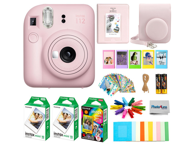 Instax Mini 12 Instant Film Camera, Fuji Instax Mini Film (20 Sheets), Fuji Rainbow Instant Film (10 Sheets), Protective Case, Album, Insax Mini...