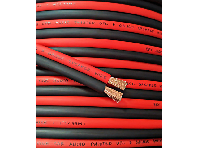 100' feet True 8 Gauge AWG OFC Speaker Wire RD/BK Car Home Audio