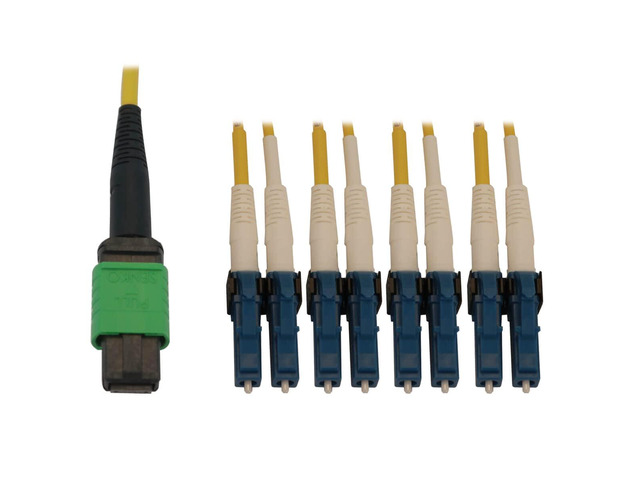 Single Mode Fiber Patch Cable, 9/125 OS2 MPO to 4X Switchable LC Duplex (F/M APC-UPC), 8 Fiber, Yellow, LSZH Jacket, 2 Meters / 6.6 Feet,...