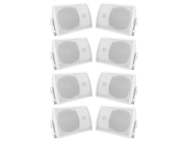 HP5S-8 White 5.25' Outdoor/Indoor Home Theater Speakers, 8-Pack Swivel Bracket, 420W Peak/140W RMS, IPX44 Weather Resistant, 8 Ohm, Patio, Gym,...