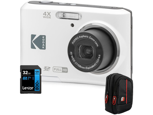FZ45WH PIXPRO FZ45 16MP Digital Camera White Bundle with Lexar 32GB High-Performance 800x UHS-I SDHC Memory Card Blue Series and Deco Photo Point...