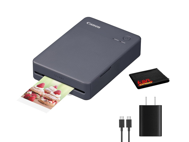 SELPHY QX20 Wireless Compact Photo Printer (Gray) Bundle For 2.1'x3.4' Card-Size and 2.7'x2.7' Square Stickers For 2.1'x3.4' Card-Size and...