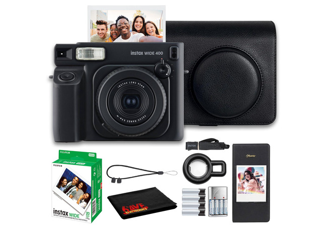 INSTAX Wide 400 Instant Camera (Black) 20-Sheet Bundle For Parties, Events & Instant Photos Includes Camera Case, Photo Album