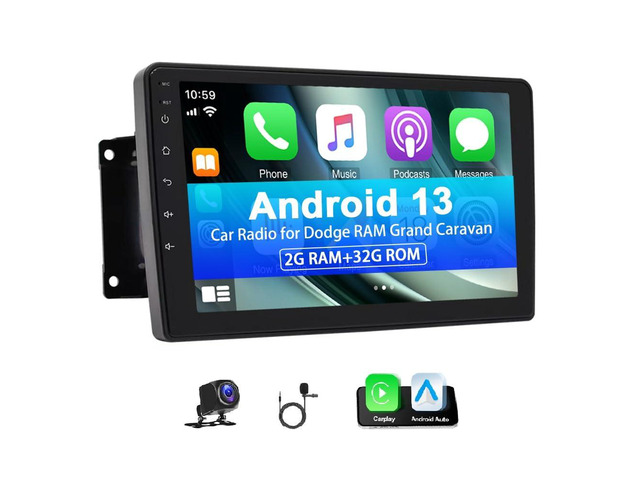 9in Android 13 Car Stereo for Dodge Ram 1500/2500/3500 1994-2002 for Jeep Wrangler TJ 1997-2006, with Wireless CarPlay Android Auto, GPS...