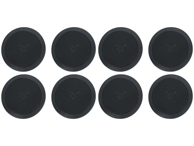 HC55-16 Black 5.25' in-Ceiling Home Theater Speakers, 8-Pack 300W Peak/120W RMS, 16 Ohm, 2-Way, Swivel Tweeter, Polypropylene Cone, Flush Mount...