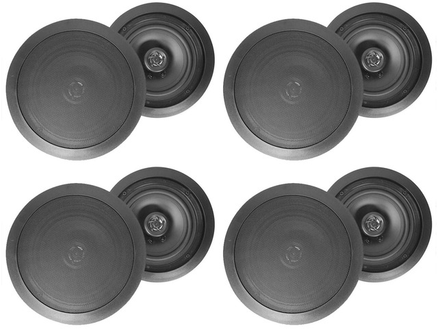 HC655 Black 6.5' in-Ceiling Home Theater Speakers, 8-Pack 500W Peak / 160W RMS, 2-Way, for Party, 8-Ohm, Aimable Tweeters, Paintable Flush...