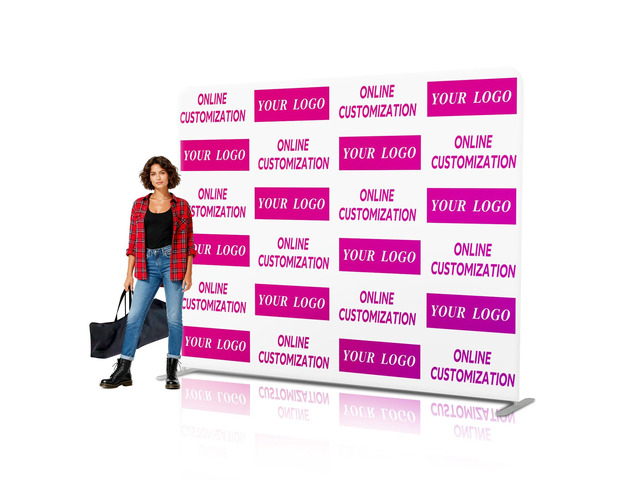 Custom Tension Fabric Display Backdrop for Trade Show Booth, Step and Repeat Banner Stand for Business, Weddings, Events (Double Sided Print...