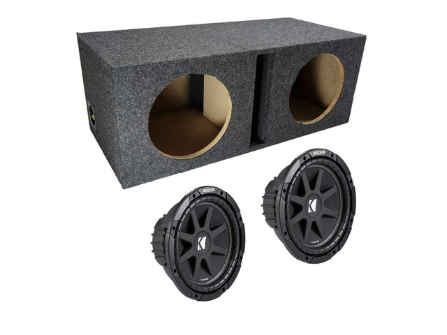 Kicker Comp C10 Dual 10 Inch Loaded Vented Sub Box Enclosure 2 Ohm ported design for louder deeper bass, matched subwoofer pair included, works...