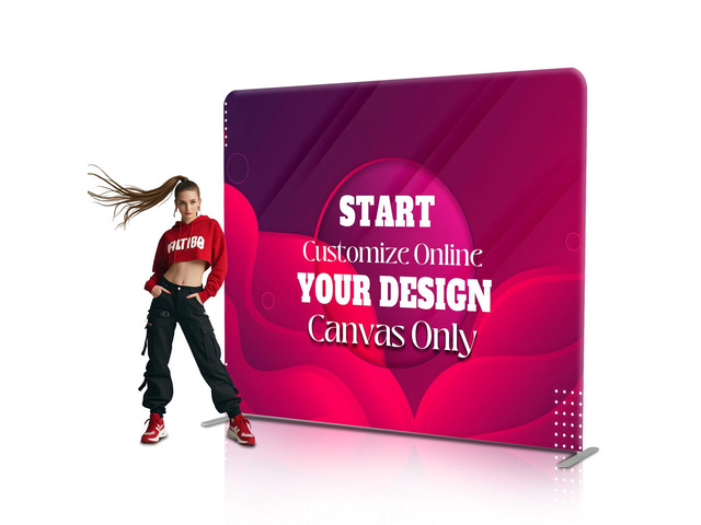 Custom Tension Fabric Display Backdrop Trade Show Booth Banner Double Sided Print 7.5x7.5 FT Step and Repeat Banner Background for Weddings,...