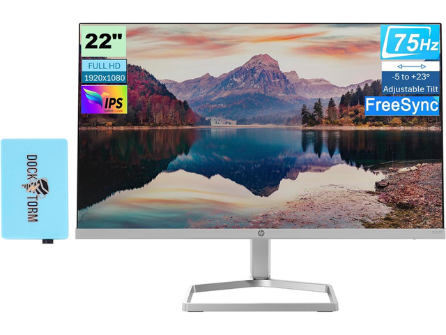 M22f 22 1080P FreeSync Monitor 2D9J9AA#ABA Bundle with Docztorm Dock 22' IPS FHD (1920x1080) 75Hz Anti-Glare Display, HDMI, VGA, Ideal for Home &...