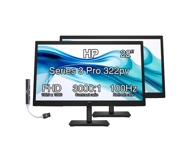 22' FHD VA Monitor with Anti-Glare, Flicker Free, VESA Mount (100x100mm) 5 ms Response Time, HDMI, VGA & Dockztorm USB Port Expander, Black Color...
