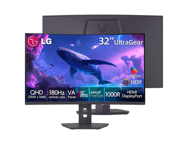 32' Ultragear Curved Gaming Monitor, QHD, VA Panel, 180Hz, 1ms GtG, AMD FreeSync Compatible, HDR10, sRGB 99% Color, HDMI, DisplayPort,...
