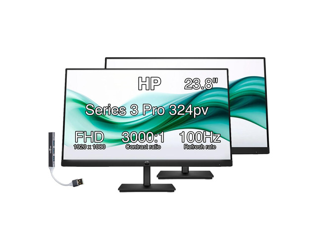 24' FHD VA Monitor with Anti-Glare, Flicker Free, VESA Mount, 2 Pack 5 ms Response Time, HDMI, VGA & Dockztorm USB Port Expander, Black Color...