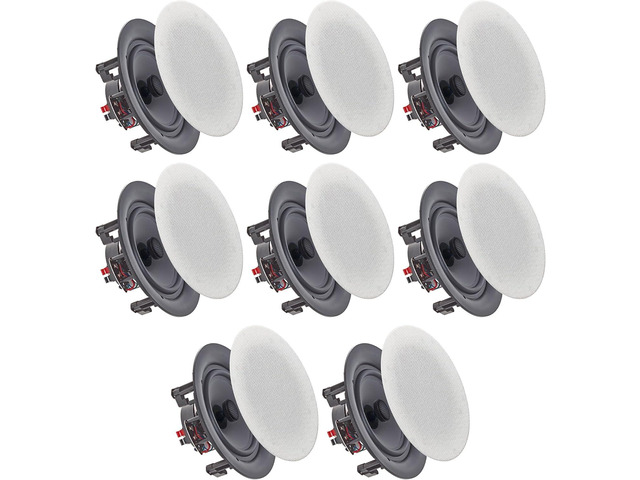 Set of 8 5.25 Inch 8 Ohm 175 Watts Speakers Flush Mount in-Wall in-Ceiling 2-Way Mid Bass Woofer Speaker, Perfect for Home, Office, Kitchen,...