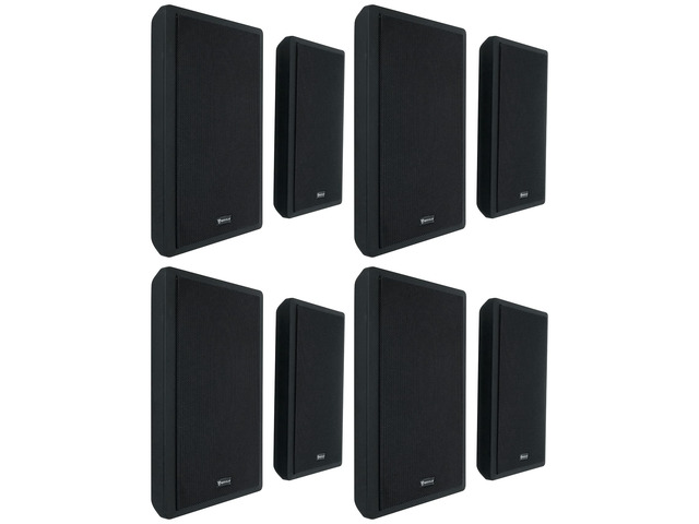 RockSlim Black 5.25' Home Theater Wall Mount Speakers, 8-Pack 240W Peak Power, 80W RMS, Slim 1.38' Design, Easy Wall Mount, 0.5' Mylar Tweeters,...