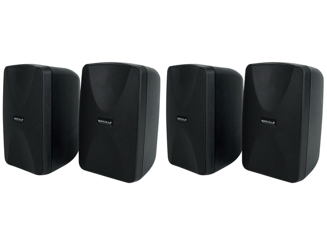 4 WET-40B 4' 70V Commercial Indoor/Outdoor Wall Speakers Black IPX55 Rated, 360 Degree Swivel Bracket, Adjustable Tap, 70V or 8 Ohm, Waterproof...
