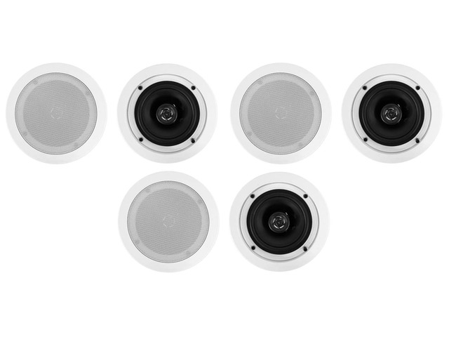 CC525T White 5.25' 70V 40W RMS Ceiling Speakers, 6-Pack Adjustable Tap 2.5W-20W, 2-Way, 8 Ohm Compatible, Swivel Tweeter, Paintable Grills,...