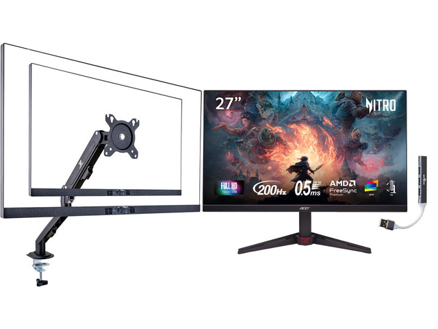 Nitro 27' FHD IPS ZeroFrame Design Gaming Monitor Up to 200Hz AMD FreeSync Premium, DisplayHDR10, sRGB 99%, VESA Mount, Displayport, HDMI,Black...