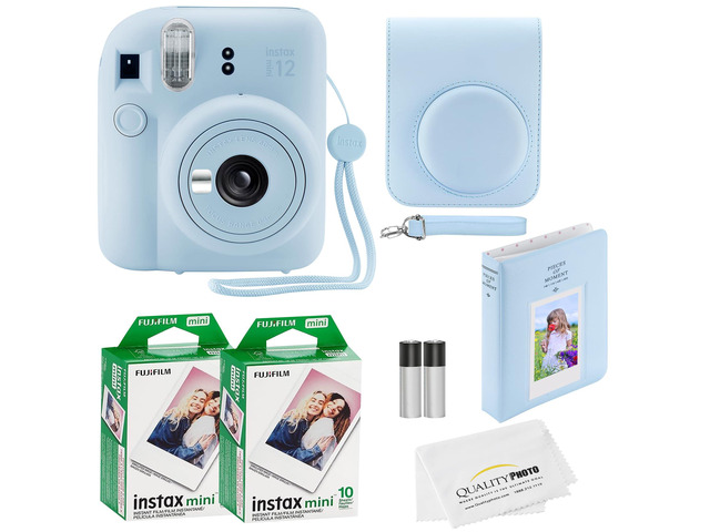 Instax Mini 12 Instant Camera + 20 Photo Prints + Quality Photo Value Bundle, Case, Decoration Stickers, Frames, Photo Album, (Pastel Blue)