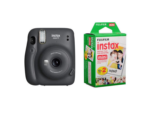 Instax Mini 11 Instant Film Camera, Charcoal Gray - with Slinger Accessory Kit Charcoal Gray, 2X Fuji instax Mini I nstant Daylight Film Twin Pack,...