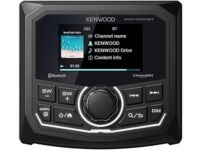 KMR-M300BT Marine Guage Receiver Weatherproof, 2.7 Inch LCD, Built in Amplifer, Bluetooth, Digital Media MP3 Player, No CD Player, USB Port,...