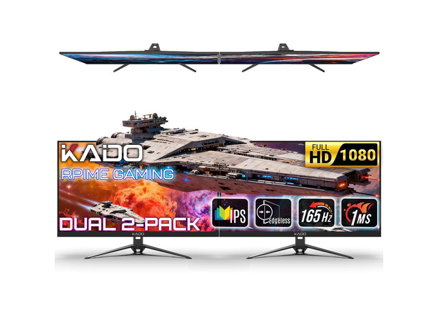 Dual Monitor 2-Pack 24' 1920x1080 165Hz Gaming 1ms Computer Monitor AMD FreeSync Premium DisplayPort HDMI, VESA Wall Mount Arm Mount Built-in...