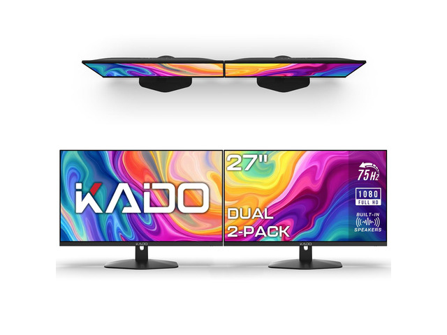 Dual Monitor 2-Pack 27' 1920x1080 75Hz FHD Computer Monitor HDMI Office Gaming Hybrid Desk Setup, VESA Wall Mount Arm Mount Built-in Speakers,...