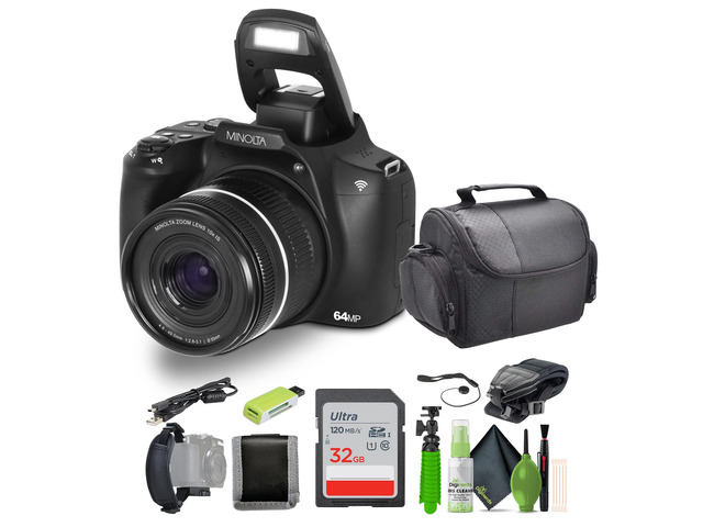 64 Mega Pixels Auto Focus Digital Camera with 10x Optical Zoom, 4K Ultra HD Video and Macro Shooting, Bundle with 32 GB Memory Card + Vlogging...