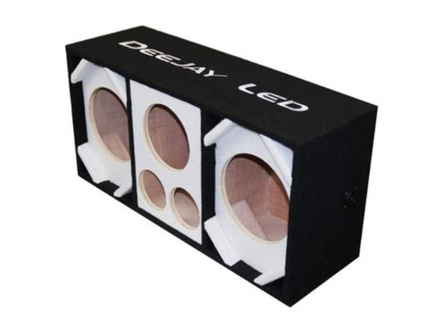 Two 8-in Woofers Plus Two Tweeters and One Horn White Empty Chuchera Speaker Enclosure - D8T2H1WHITE
