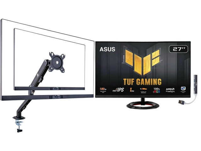 TUF Gaming 27' FHD IPS Monitor with 1ms Response Time, Built-in Speakers, Anti-Glare, Flicker Free, AMD FreeSync, 180Hz, Displayport, HDMI, Black...
