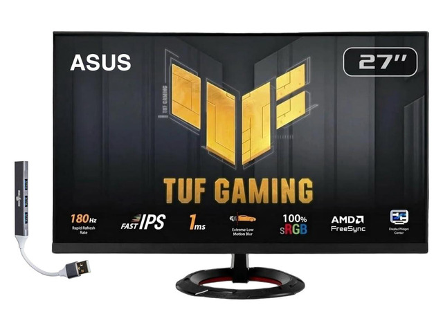 TUF Gaming 27' FHD IPS Monitor with 1ms Response Time Built-in Speakers, Anti-Glare, Flicker Free, AMD FreeSync, 180Hz, Displayport, HDMI &...