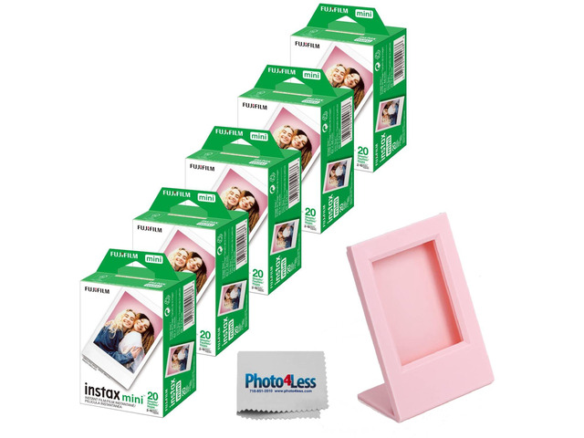 Instax Mini Twin Pack Instant Film (16437396) Bundle with Frame for Instax Mini Prints (100 Sheets)