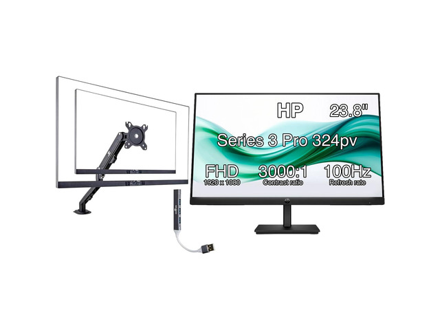 24' FHD VA Monitor with Anti-Glare, Flicker Free, VESA Mount (100x100mm) 5 ms Response Time, HDMI, VGA & Dockztorm USB Port Expander, Black Color...