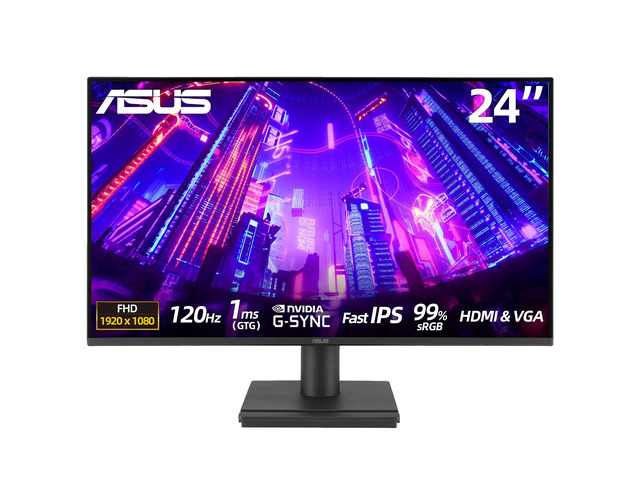 24' Monitor, FHD(1920x 1080), 120Hz, 1ms, Adaptive-Sync, 99% sRGB, Anti-Glare, Eye Care, VESA Mountable, HDMI, VGA, Frameless, Low Blue Light, Tilt...