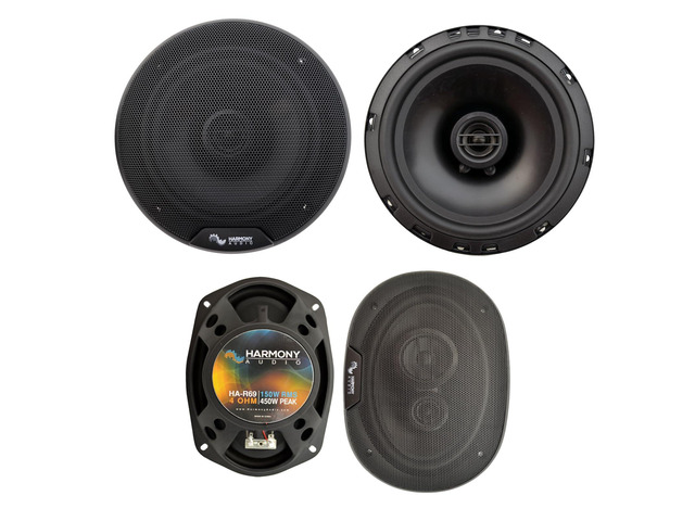 Front and Rear Speakers Fits Jeep Grand Cherokee 2014-2020 Harmony R69 Kit Complete 6x9 upgrade with wiring harness, plug-in replacement pairs...